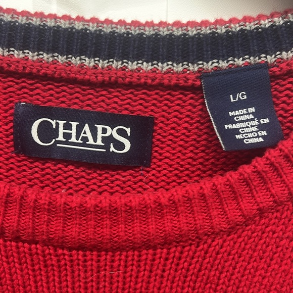 CHAPS - Red Crewneck Sweater - Large - Picture 2 of 5